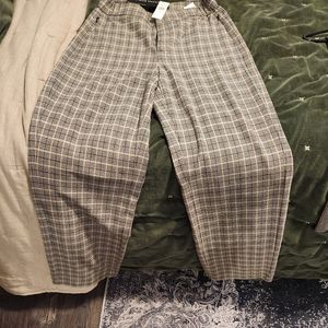 Banana Republic wide leg plaid trousers